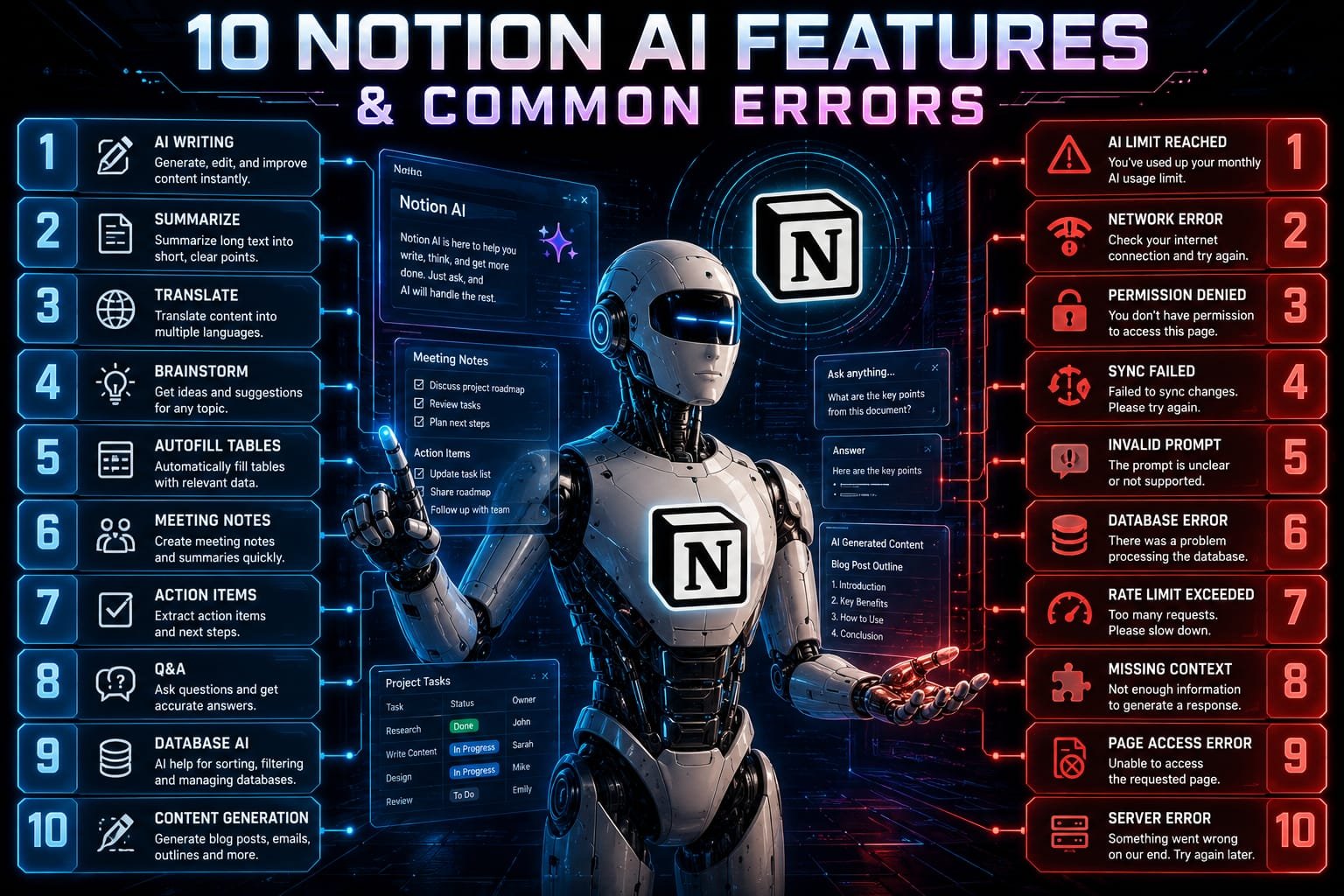 10 Notion AI Features & Common Errors